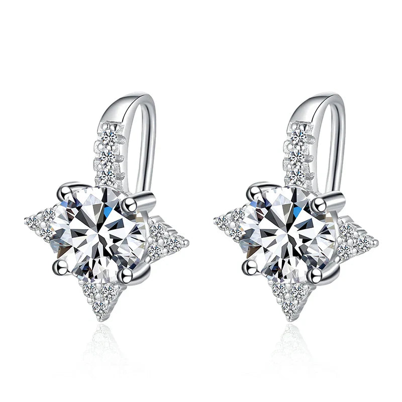 NeeTim 1ct 6.5mm Moissanite Earrings for Women S925 Sterling Silver with Gold Plated Diamond Earring Wedding Party Fine Jewelry