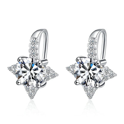 NeeTim 1ct 6.5mm Moissanite Earrings for Women S925 Sterling Silver with Gold Plated Diamond Earring Wedding Party Fine Jewelry