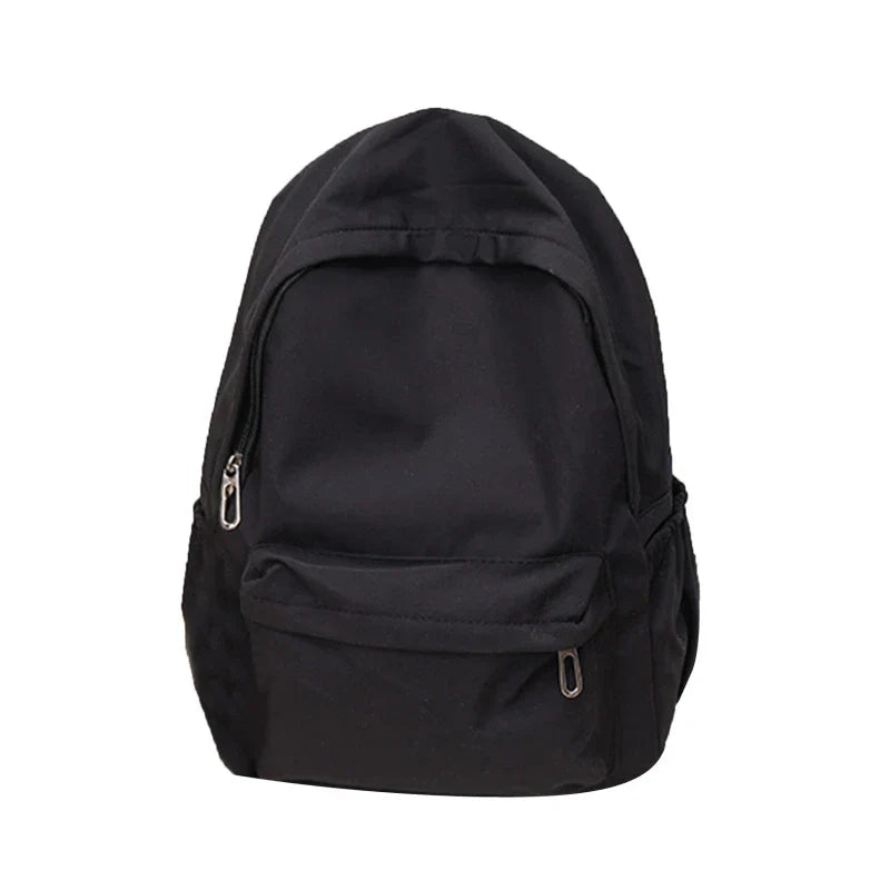 Women Schoolbag Waterproof Large Capacity School Backpack Smooth Zipper Solid Color Teens Girl Casual Daypack Bag Student Supply