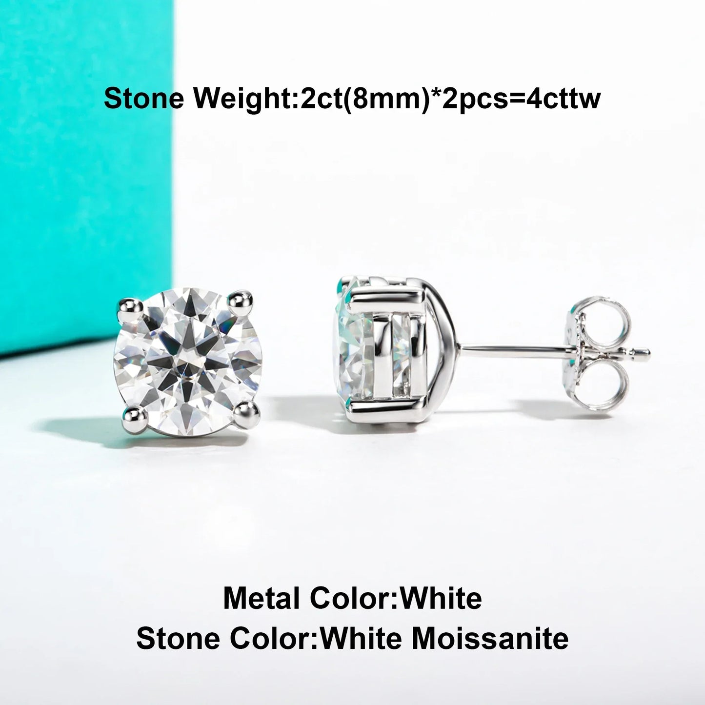 10k Gold 4/3/2/1.6/1/0.6ct Moissanite Stud Earrings For Women Real 10K Gold Post Anti-allergy Men Earrings Jewelry