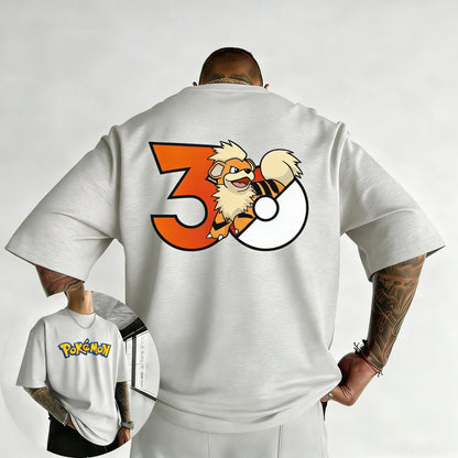 30th Anniversary Arcanine Printed T-shirt Summer Men's and Women's Loose Casual Hip Hop Trendy Short Sleeve Top