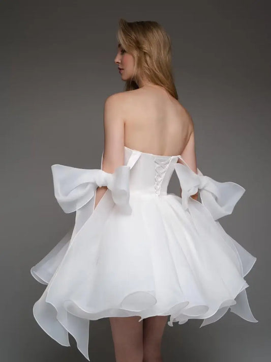 Short Wedding Dresses for Bride Organza Sweetheart 2026 Ball Gown for Women Puffy Homecoming Dresses Party Evening Dresses