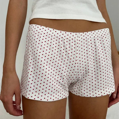 Womens Y2K Pajama Shorts Low Waist Striped Boxer Shorts Cute Lounge Floral Pj Shorts Bottoms Comfy Sleep Shorts Streetwear