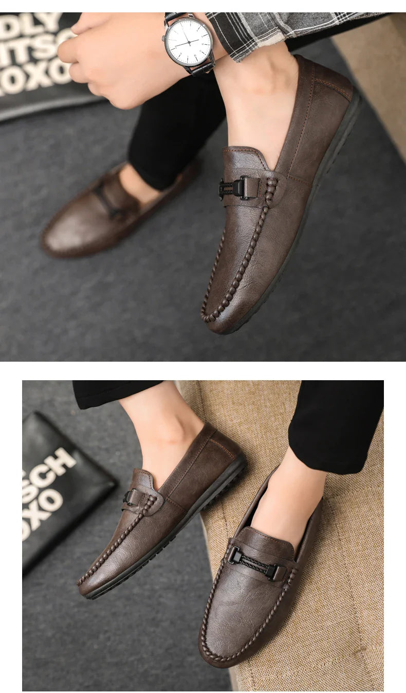 Trend White Loafers Man Big Size 46 Breathable Lightweight Men's Leather Shoes Comfortable Casual Shoes Men Driving Shoes