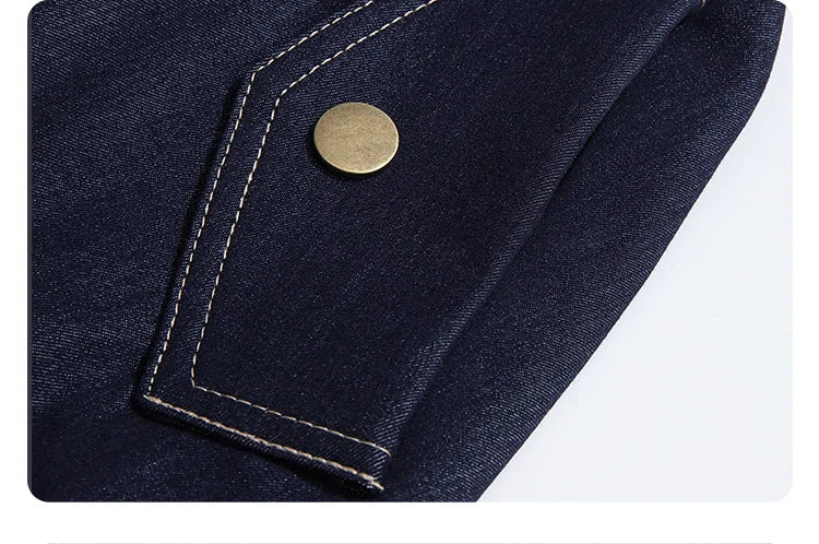 Dark Blue Denim Midi Skirt for Women 2026 Spring Elastic Waist Skirts Casual A-Line Skirt with Pockets 2261026207
