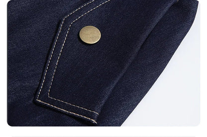 Dark Blue Denim Midi Skirt for Women 2026 Spring Elastic Waist Skirts Casual A-Line Skirt with Pockets 2261026207