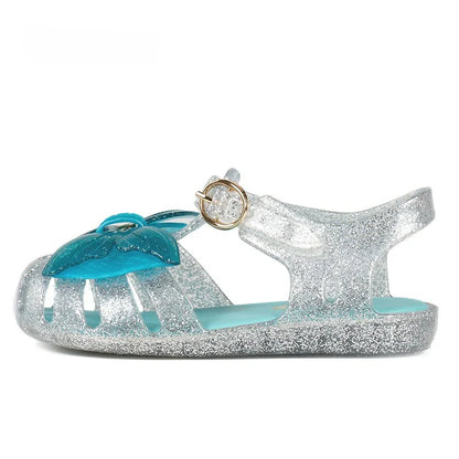 2025 Summer New Children's Sandals Fashion Mermaid Girl Princess Sandals Soft Bottom Non Slip Kid's Casual Jelly Beach Shoes