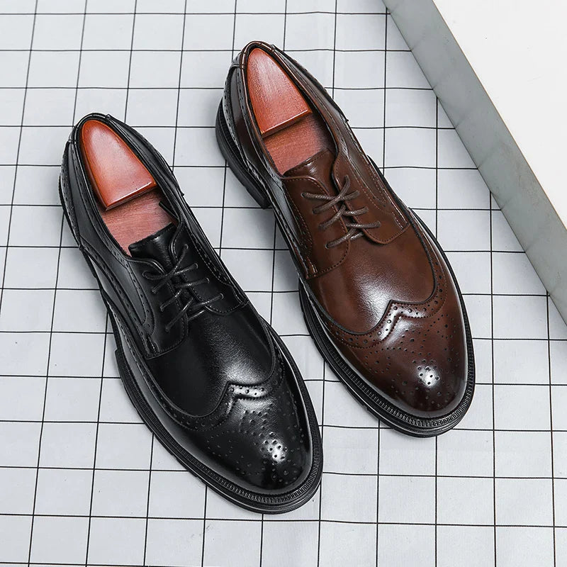 Brown Handmade Leather Men 2026 Oxford Shoes Black Leather Man Formal Classic Brogue Business Shoes Chaussure Homme