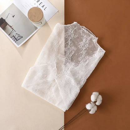 Elegant Sexy Women's Mesh T-Shirts Long Sleeve Lace See Through Blouse Versatile Bottoming Shirt Girls Sheer Tees Body Crop Top