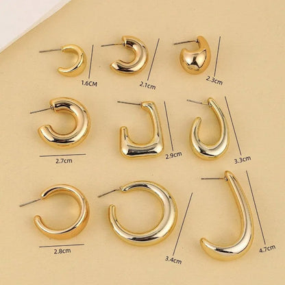New Fashion, Simplicity, Creativity, Personality, C-shaped Water Drop, C-shaped Bean Women's Earring Set