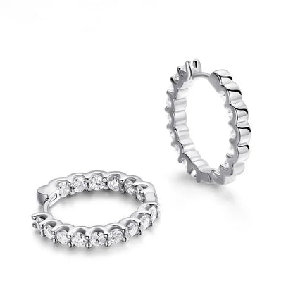 2.5mm Full Moissanite Hoop Earrings for Women Sparkling Halo Wedding Jewelry 925 Sterling Silver Earring Wholesale GRA