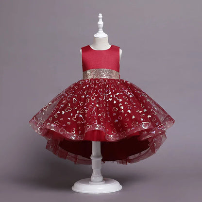 Summer Children's Wedding Celebration Party Evening Dress Sleeveless Sequins Formal Ball Birthday Party Girl Princess Dress