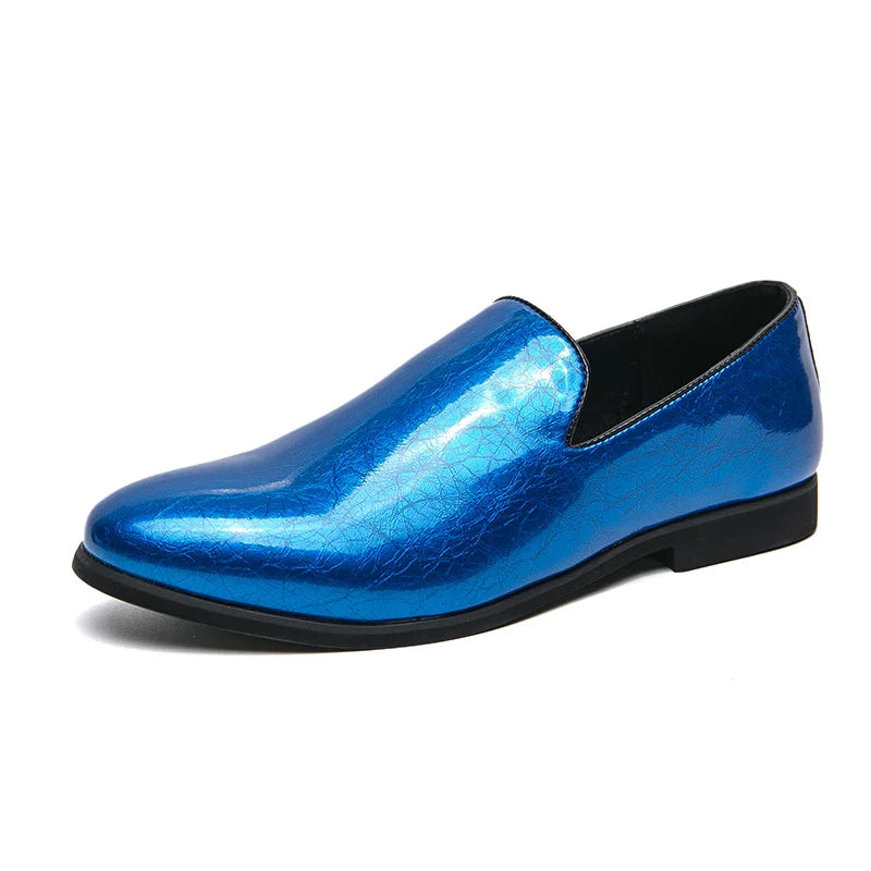 Patent leather bright casual leather shoes set feet a slip-on lazy people work business British windbean men's shoes size 46
