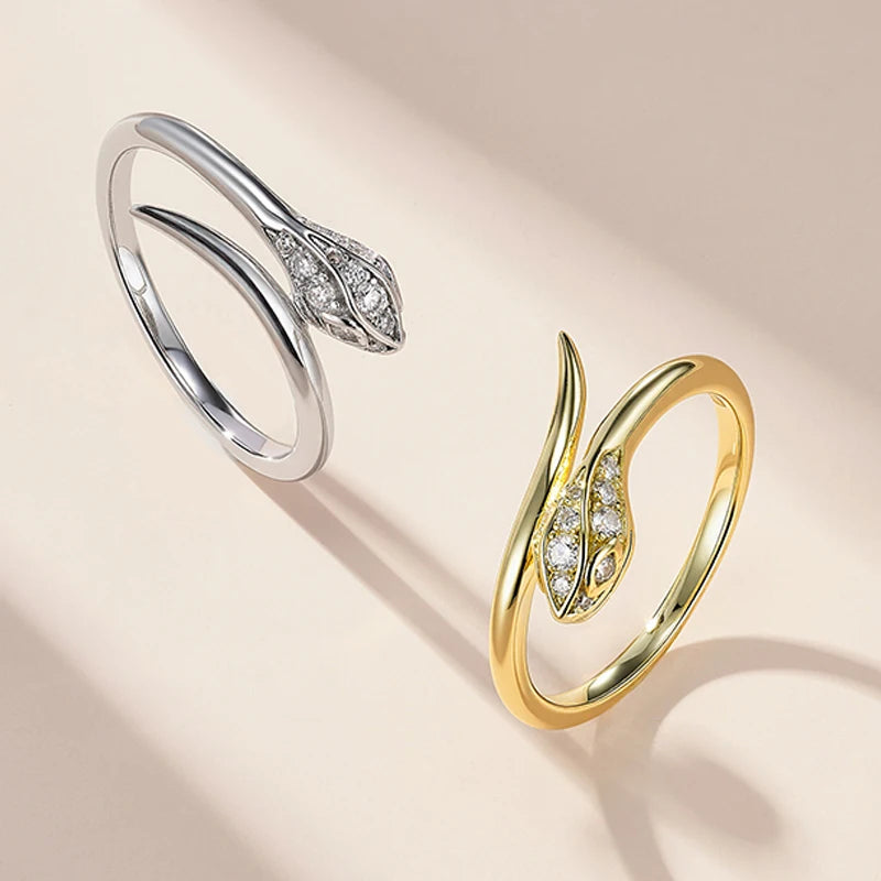 New All Moissanite Serpentine Rings for Women Index Finger Matching Band S925 Sterling Silver Plated 18K Gold Jewelry