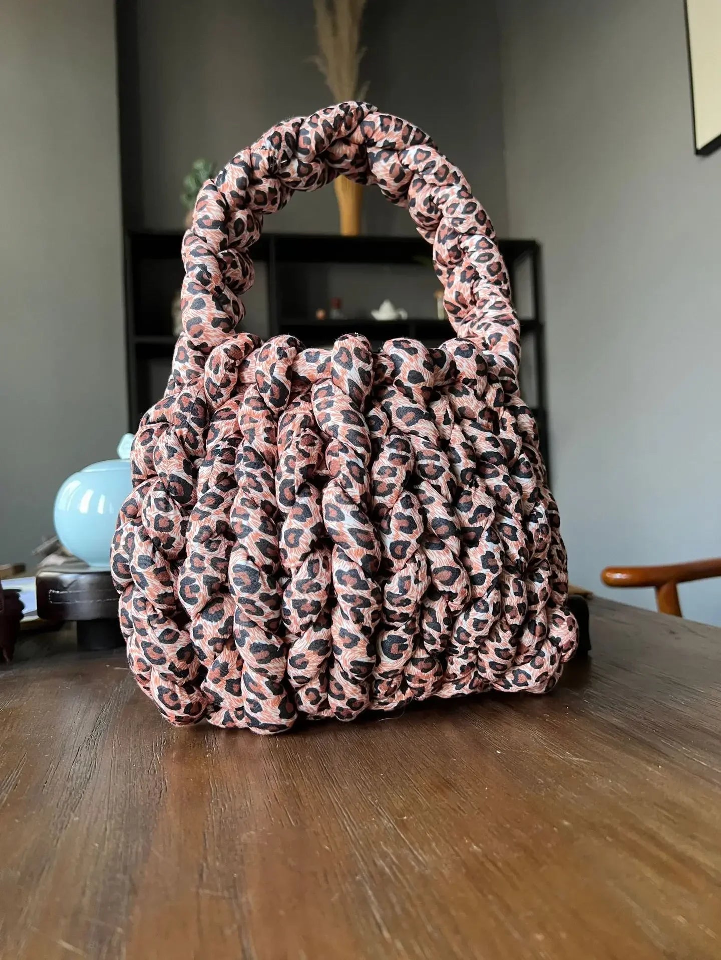 Velvet Bag DIY Hand Woven Bag Crystal Velvet Core Spun Yarn Woven Bag Hand-held Mailman Bag Velvet Handbag New