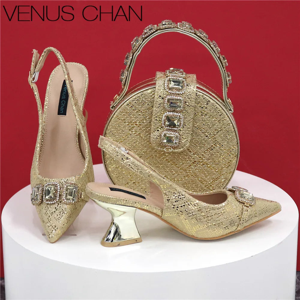 Ladies High Quality Women's Pumps And Bag Italian Fashion Design Dark Green Color Bag For Nigeria Wedding Party