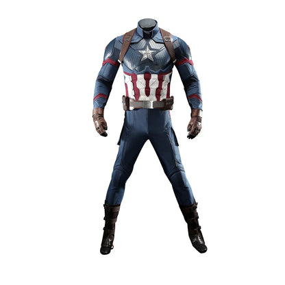 High Quality Adult Superhero Captain Steven Rogers Cosplay Costume Battle Uniform Costume  Halloween Carnival Helmet Boots