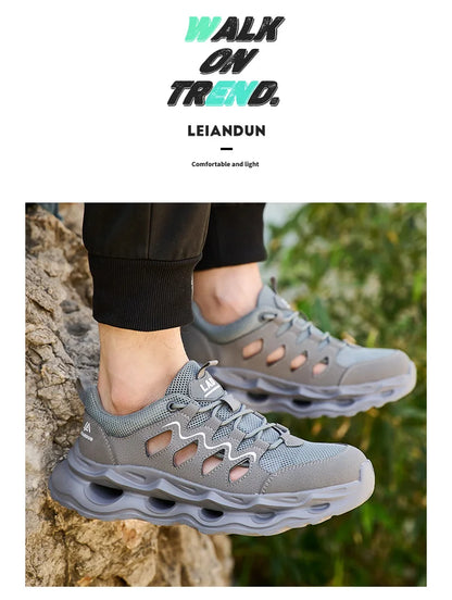 Men's Summer Breathable Safety Shoes Anti-smash Puncture-Proof Work Sneakers Fashion Footwear Comfortable Work Boots