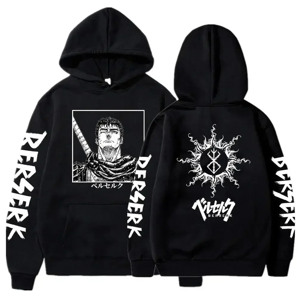 Hoodies Men Women Graphic Print Long Sleeve Streetwear Japanese Style Manga Sweatshirts Fleece Loose Soft Clothing
