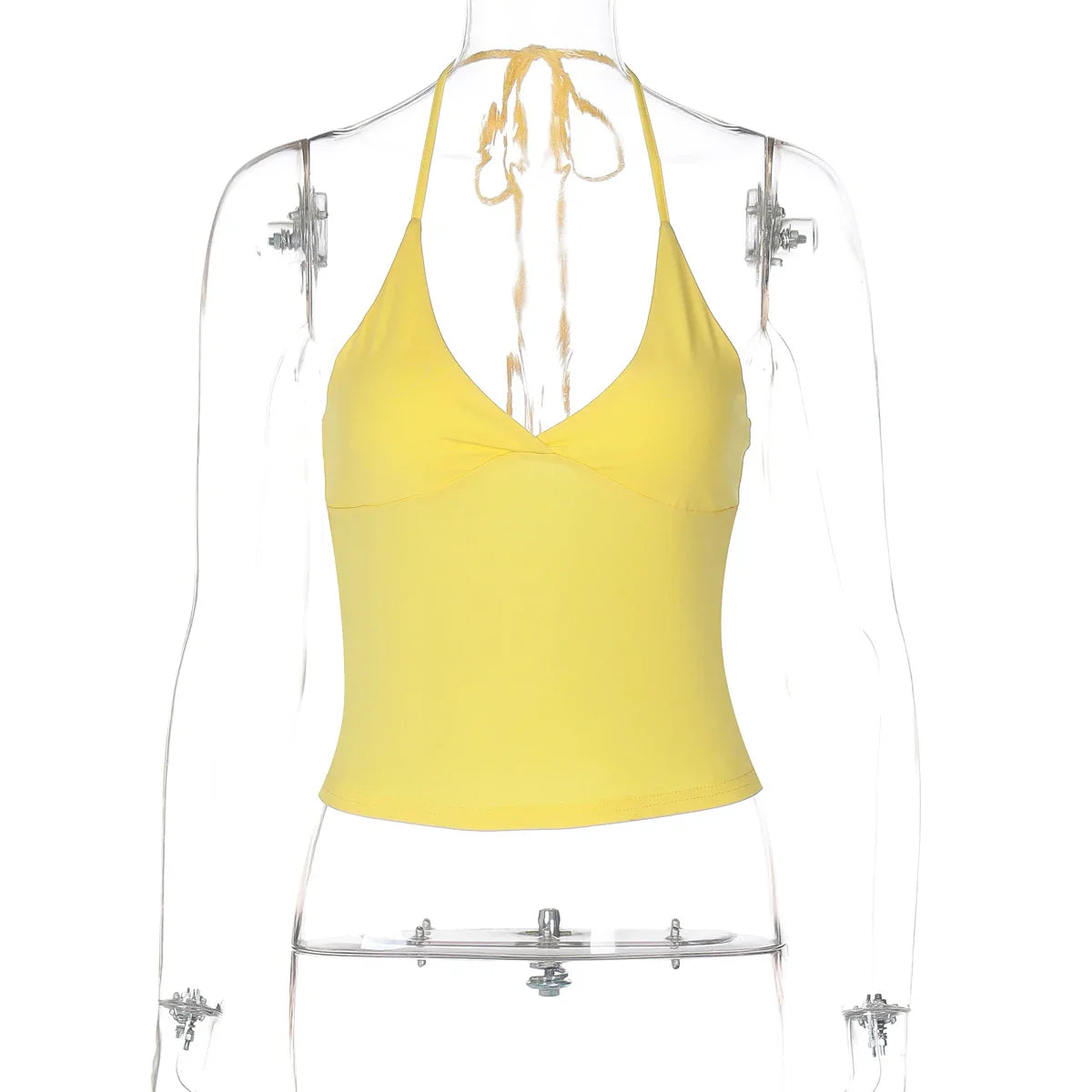 Solid Halter Backless Bandage Sexy Slim Crop Camis Top 2025 Summer Women Fashion Y2K Clothes Streetwear Festival Club