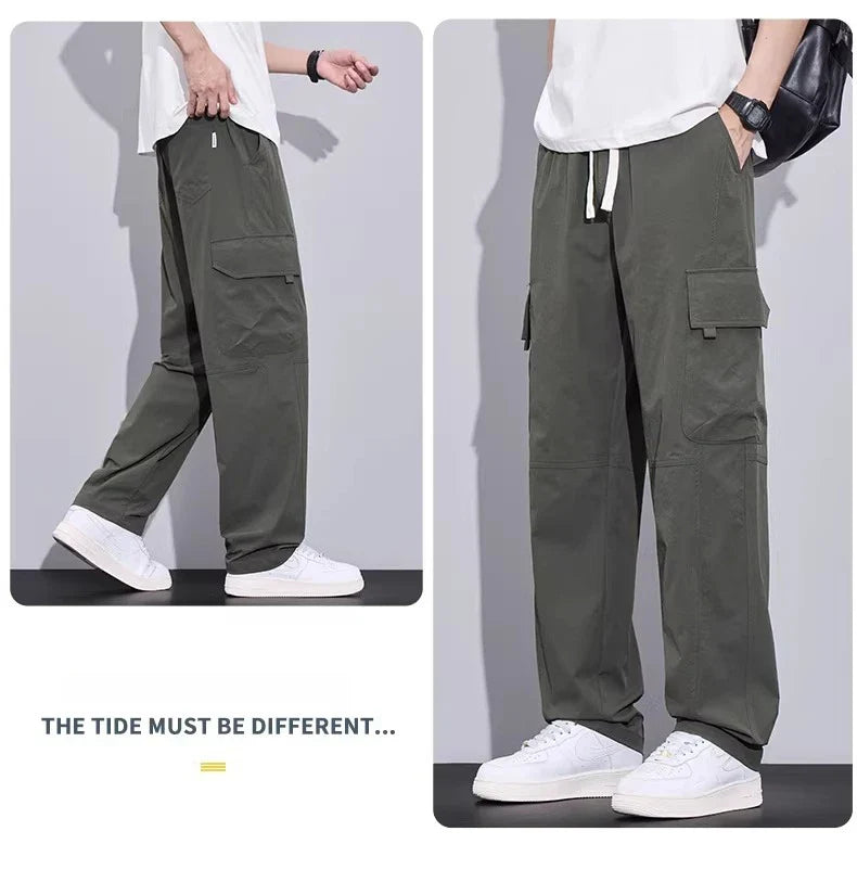 Brand Clothing Spring Summer Men's Cargo Pants Loose Straight Parachute Pants Sport Casual Long Trousers Male