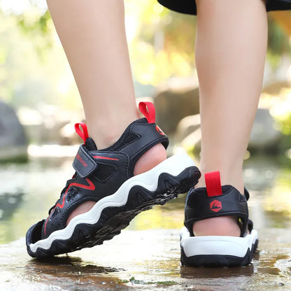 Summer Breathable Anti-Slip Sport Sandals for Boys&Girls Kids Outdoor Closed-Toe Beach Shoes Anti-Bump Water Sandals
