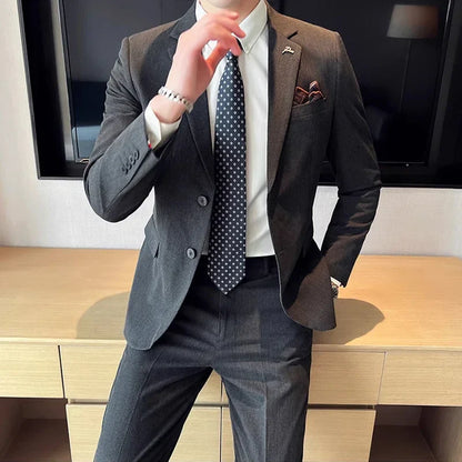 Terno Masculino Casual de Escritório Noivo Casamento Blazer Calça Social