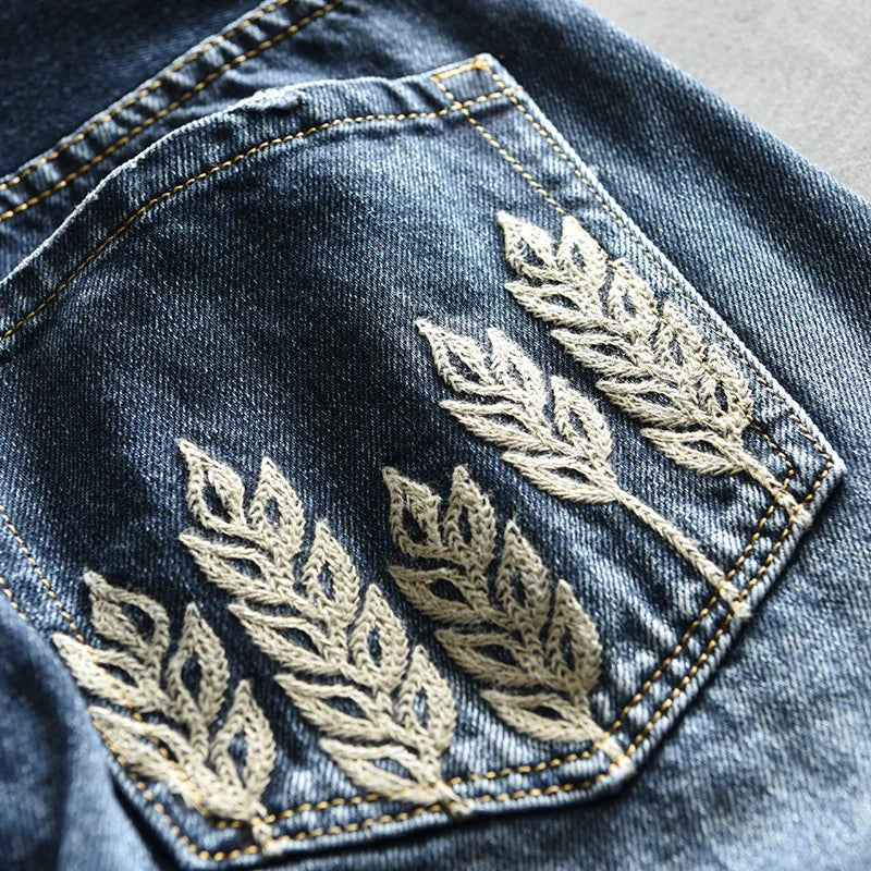 Spring New Cargo Vintage Straight Jeans for Men Clothing Soft Cotton Casual Streetwear Men Pants AG7116