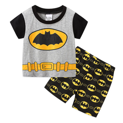 Summer Children's Printed Pajama Set Boys AndGirls Short Sleeved Cotton T-shirt Shorts 2 PiecesCartoPajamasChildren's CasualWear