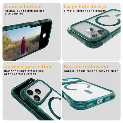 iPhone 17 pro max acrylic mobile phone case tpe suitable for high permeability 17 airbag anti-drop magnetic case green