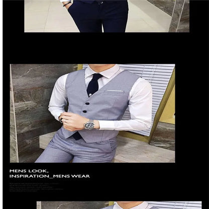 Men's Wedding Suit Three-Piece Set Brother's Match Groomsmen Formal Wear Business Casual Polyester Fiber Flat Collar Slit