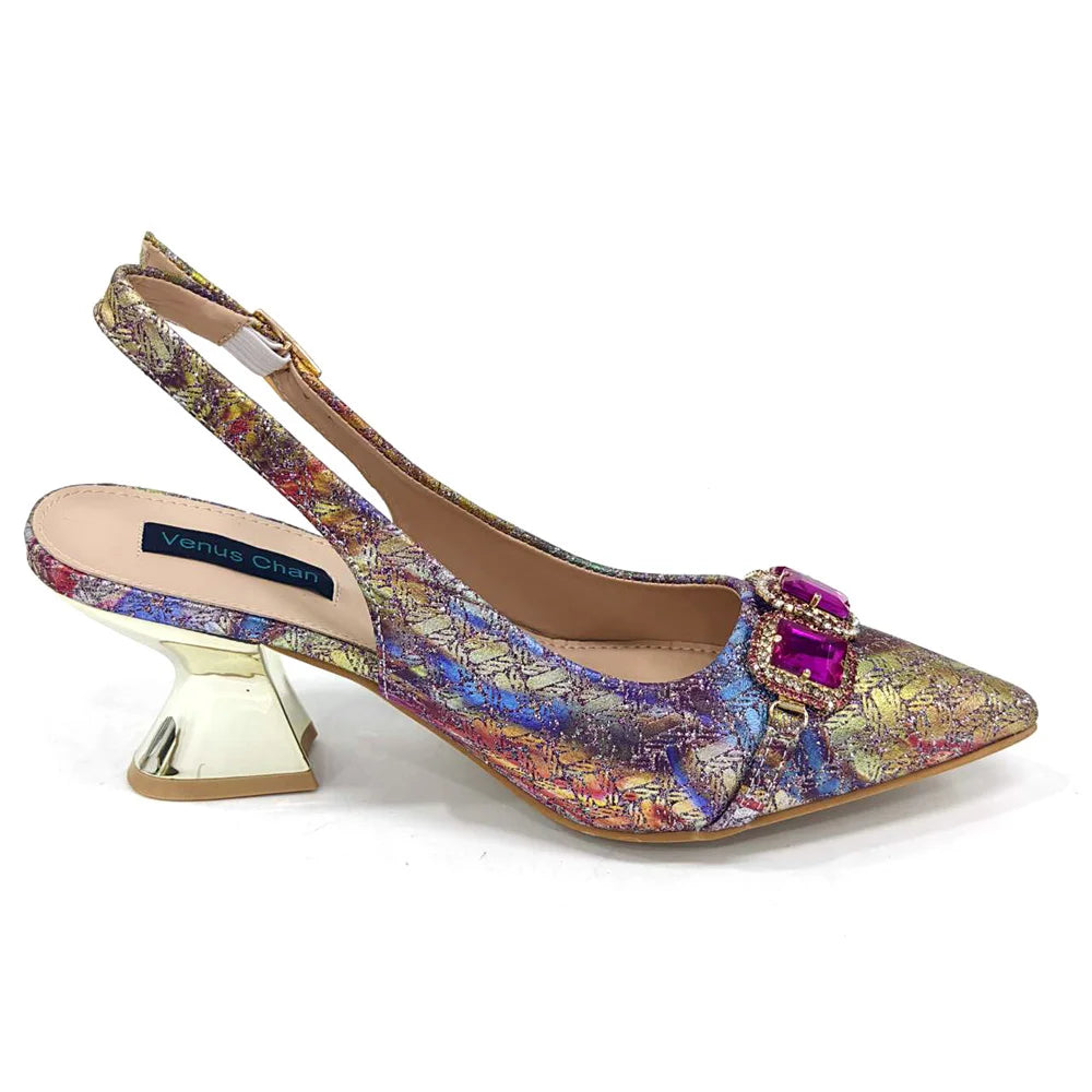 Rhinestone Pointed-Toe High Heels Shoes and Bags Set for Women Wedding and Party Elegant Luxury Fashion in Wine Color