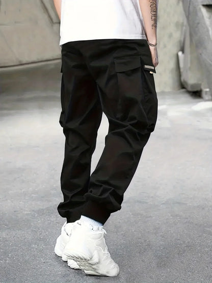 Men's Cargo Pants, Casual, Sporty, Outdoor, Large Pockets, Lightweight, Legging, Cropped Slacks 06B