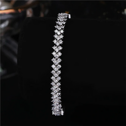 1.5mm Real Moissanite Tennis Bracelet S925 Sterling Silver  3-row Heart Lab Diamond Bracelets for Bridal Women Wedding Jewelry