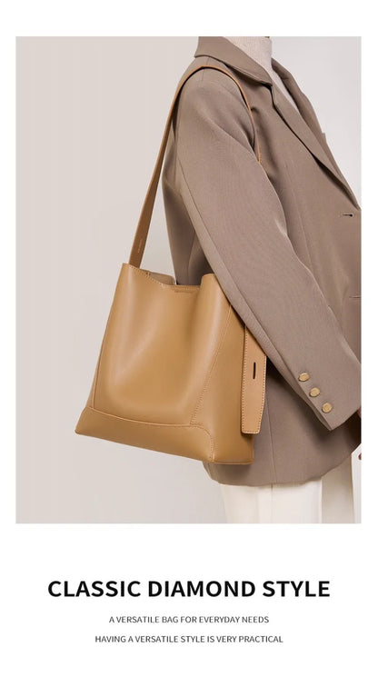 2025 New Fashion Women's Tote Bag High-end Large Capacity Bucket Bag Soft Leather Multifunctional Practical Crossbody Bag Cabas