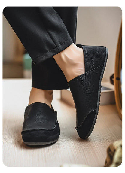 Man Loafers Outdoor Walking Fashion Mens Casual Shoes Soft Leather Comfort Half Slippers Breathable Lazy Driving Shoes