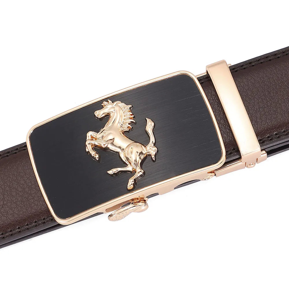 Automatic Buckle Men's Leather Belts Formal Eagle Horse Belt for Men Luxury Designer Brands Male Waist Strap Fashion Accessories