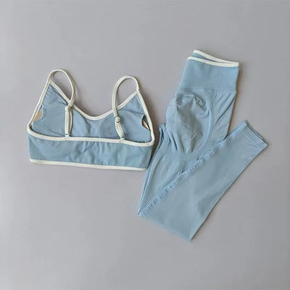 Seamless 2PCS Legging Sets Women's Strappy Sports Bras and Leggings High Waist Fitness Sculpt Leggings Running Pants Gym Suits