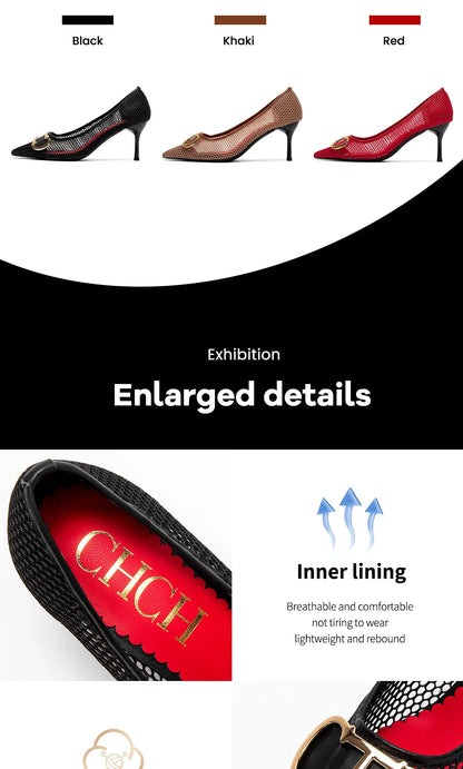Women's High Heels 2025 Spring New Hollow Business Women's Shoes 7cm Red Evening Shoes
