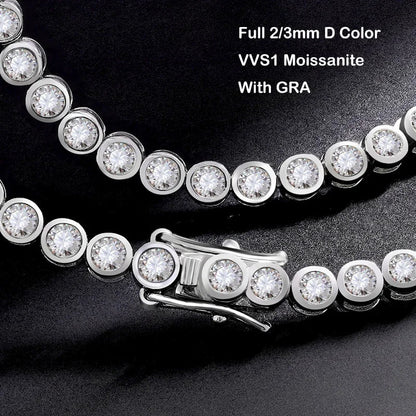 Sparkling 0.1ct 3mm Moissanite Tennis Bracelet with GRA for Women Party Fine Jewelry S925 Sterling Silver Diamond Bracelets