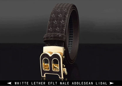 High Quality Automatic Buckle belts men Golden buckle fashion Waist Strap genuine leather Cowskin cintos masculinos B letter
