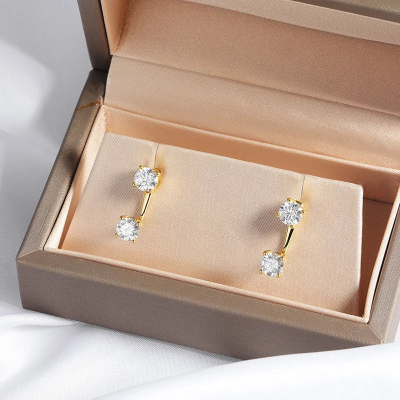 2CTTW 5MM Full Moissanite Stud Earrings for Women Sparkling D Color Lad Diamond 925 Sterling Silver Jewelry Wholesale