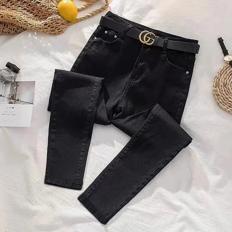 Women's Spring Autumn Style Slim Fit Trendy Denim Pants