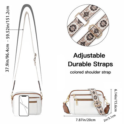 Ladies' Small Square Bag Two-tone Leather Crossbody Bag Large-capacity PU Crossbody Wallet Multi-functional Small Square Bag