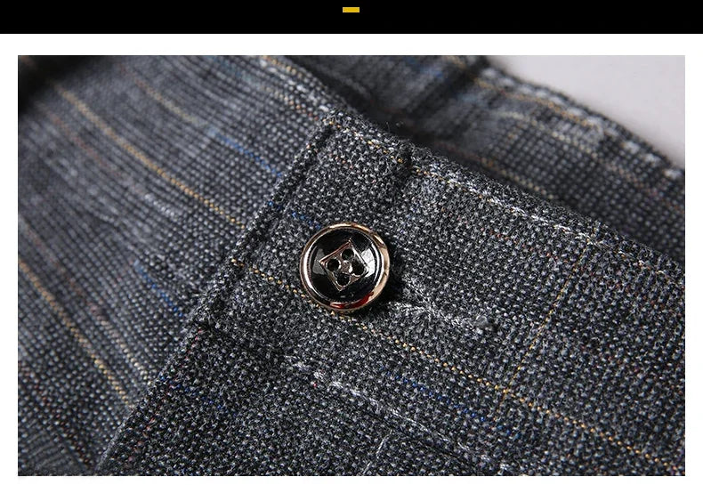 Spring Autumn New Men's Plaid Pants Black Blue Business Casual Formal Fashion Korean Classic Male Clothes Straight Trousers