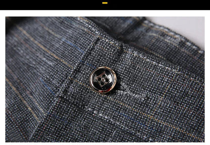 Spring Autumn New Men's Plaid Pants Black Blue Business Casual Formal Fashion Korean Classic Male Clothes Straight Trousers