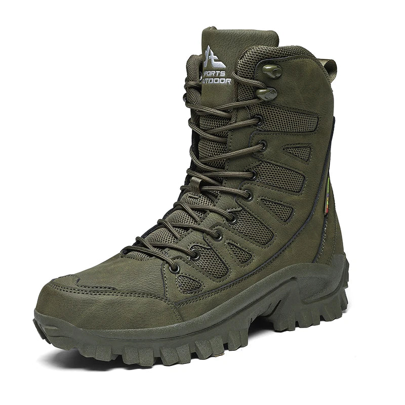 New Men's Boots Fashion Outdoor Men Hiking Boots High Top Breathable Men Desert Combat Ankle Boots Non-slip Motorcycle Boots