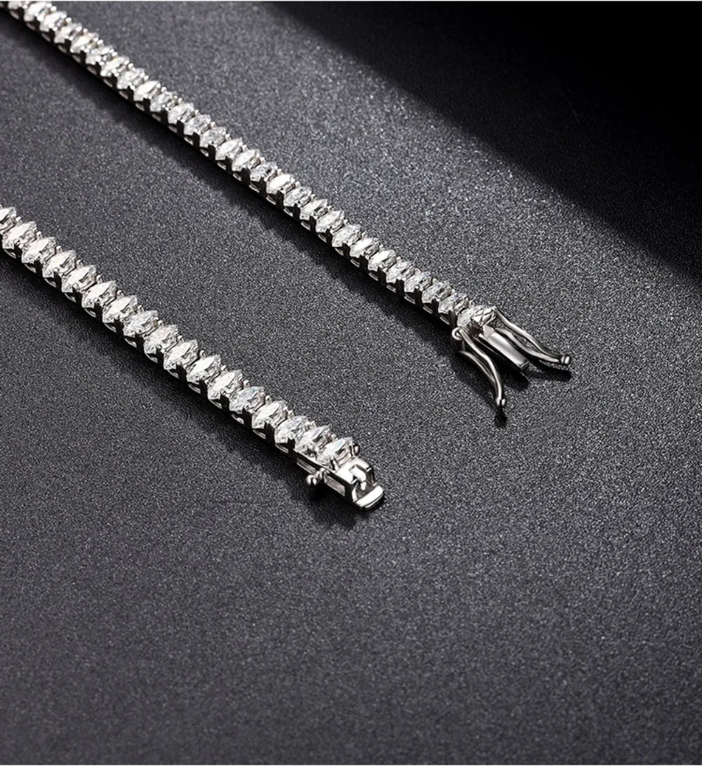 0.1/0.15carat Marquise Cut Moissanite Diamond Tennis Bracelets with Certifcate S925 Silver Bridal Wedding Bracelet for Women