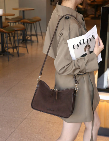 Suede Cowhide Fashion Ladies Shoulder Cross Coffe Bag Genuine Leather Luxury Designer Women's Brown Handbag Female Crossbody Bag