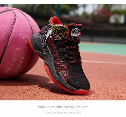 New Children's Sports Shoes Medium and Large Children's Mesh Boys Training Shoes Boys Basketball Footwear 2024 Spring and Summer